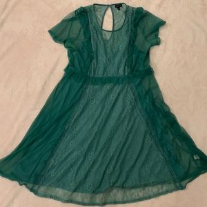 Teal Lace Torrid Dress size 2 GUC
